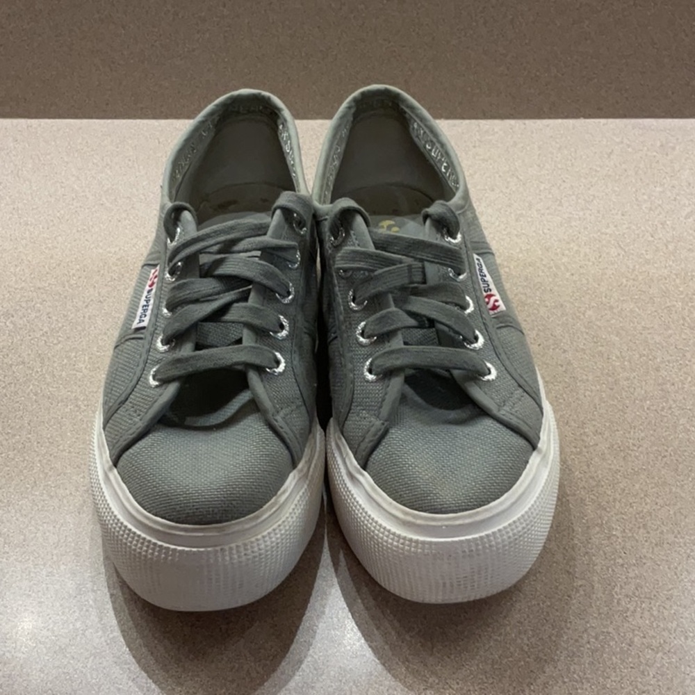 Superga Light Gray Canvas Sneakers Classic Low-Top Design